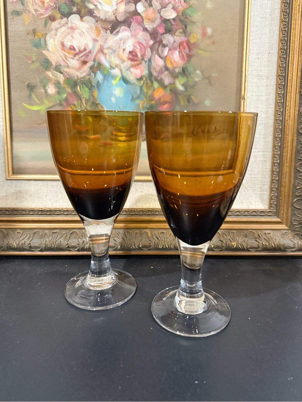 Amber Ombre Stemmed Wine Gonlets - Set of 2
